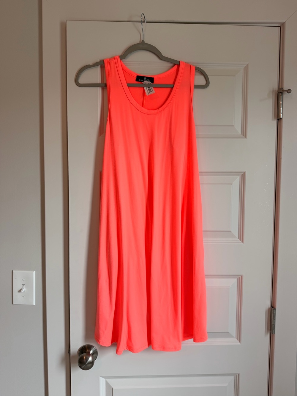 Neon Coral Sleeveless Dress. Medium